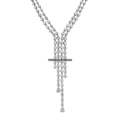 Pear Diamond Necklace 20.88 Carat TW 18k White Gold