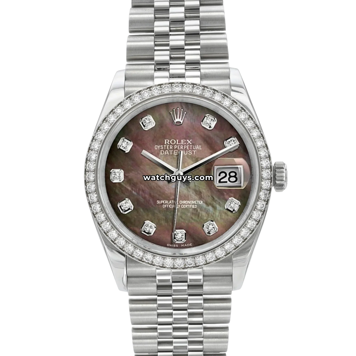 Rolex Datejust 116244 Black Mother of Pearl Diamond
