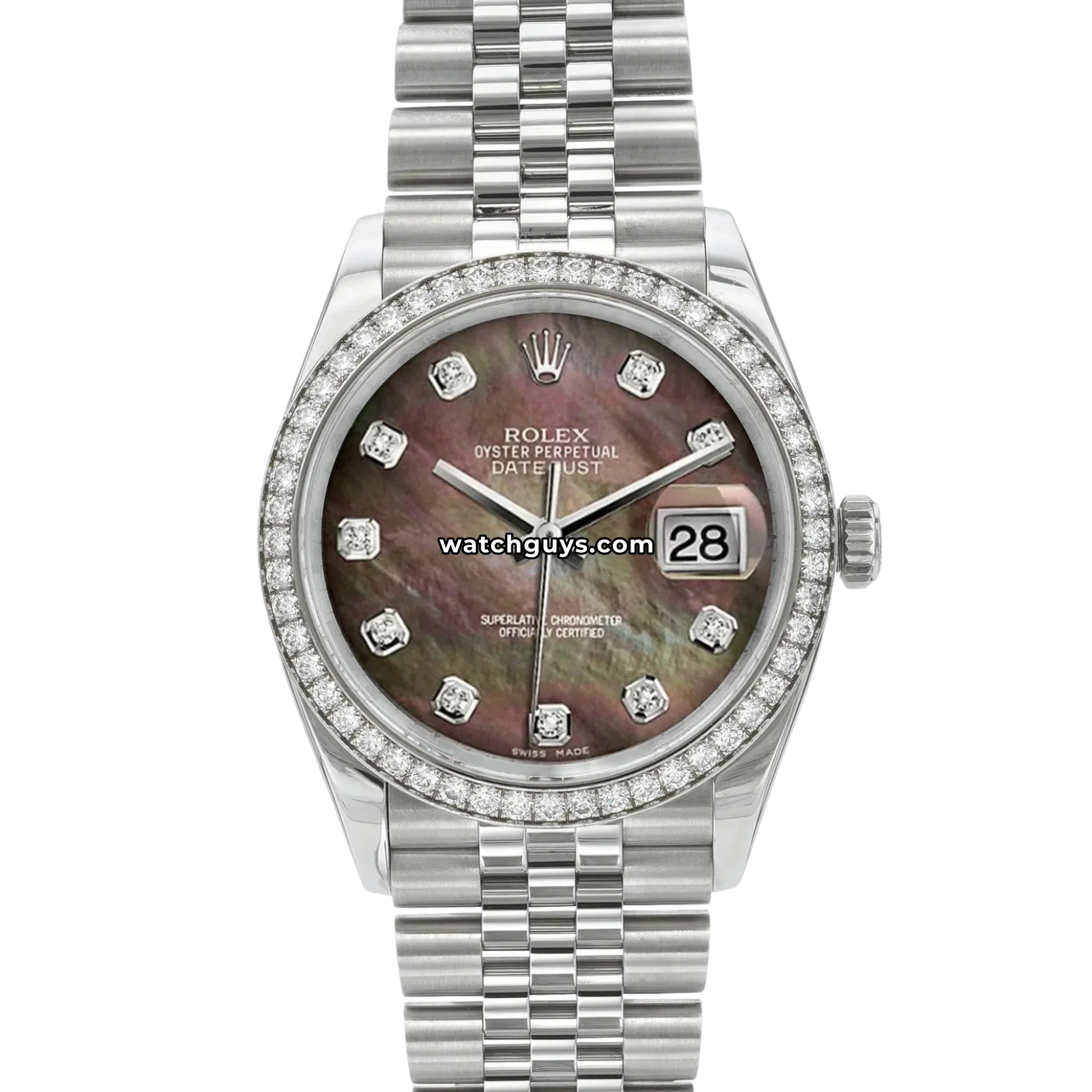 Rolex Datejust 116244 Black Mother of Pearl Diamond