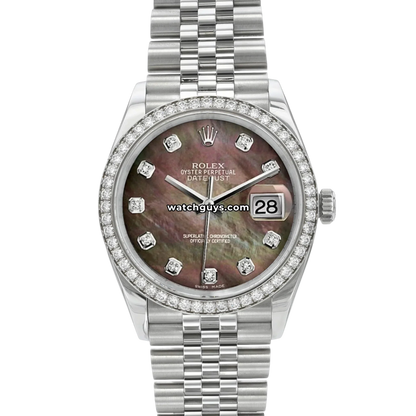 Rolex Datejust 116244 Black Mother of Pearl Diamond