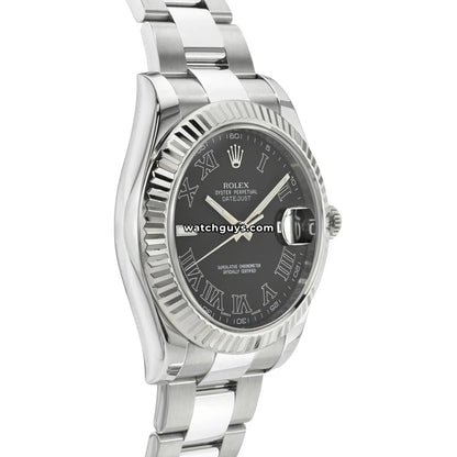 Rolex Datejust 116334 Black Roman Stainless Steel Oyster