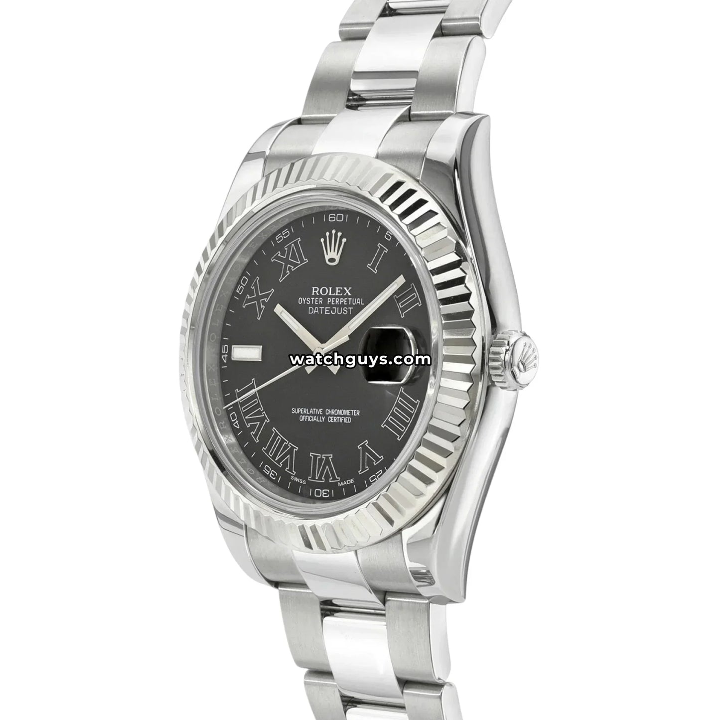 Rolex Datejust 116334 Black Roman Stainless Steel Oyster