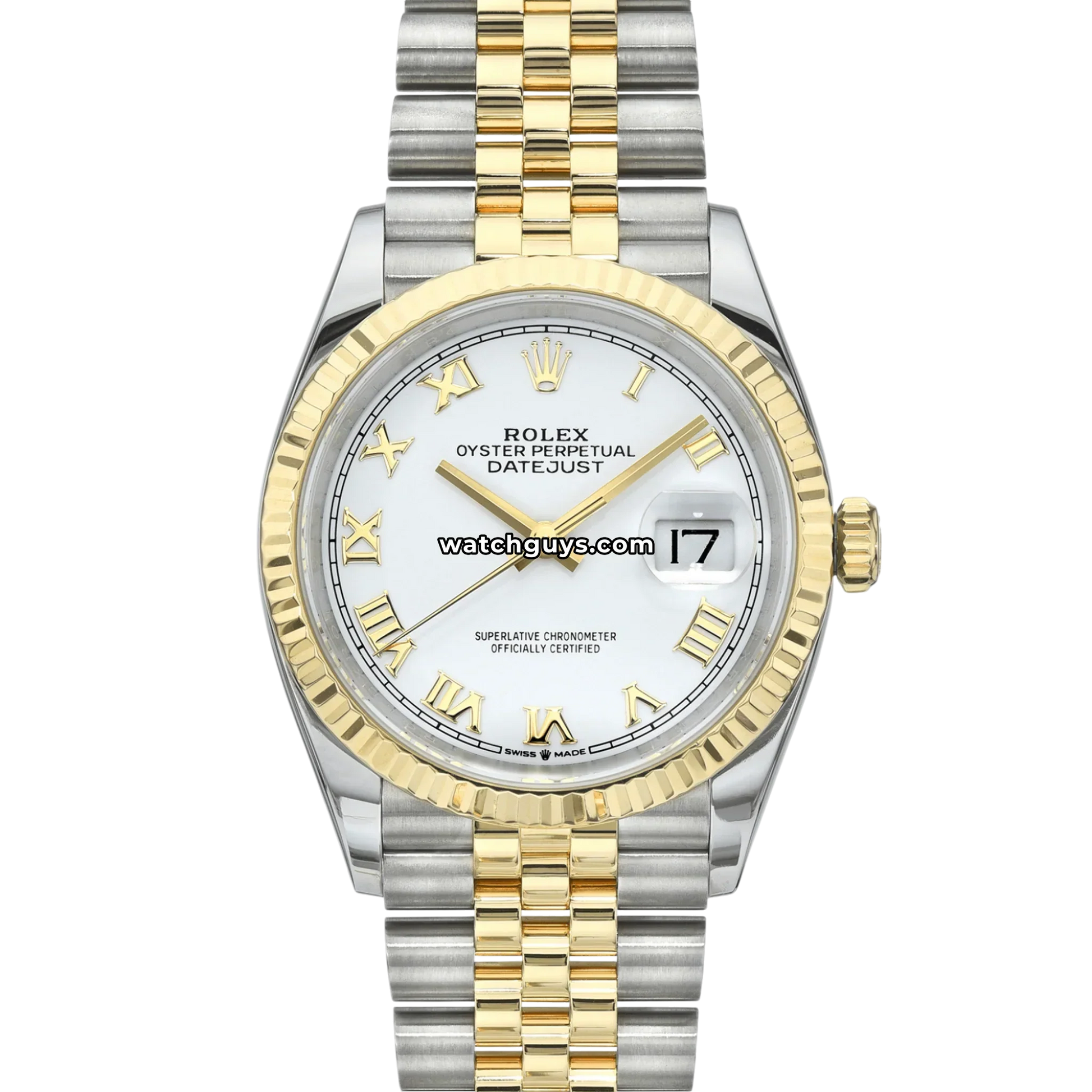 Rolex Datejust 126233 White Roman Two Tone