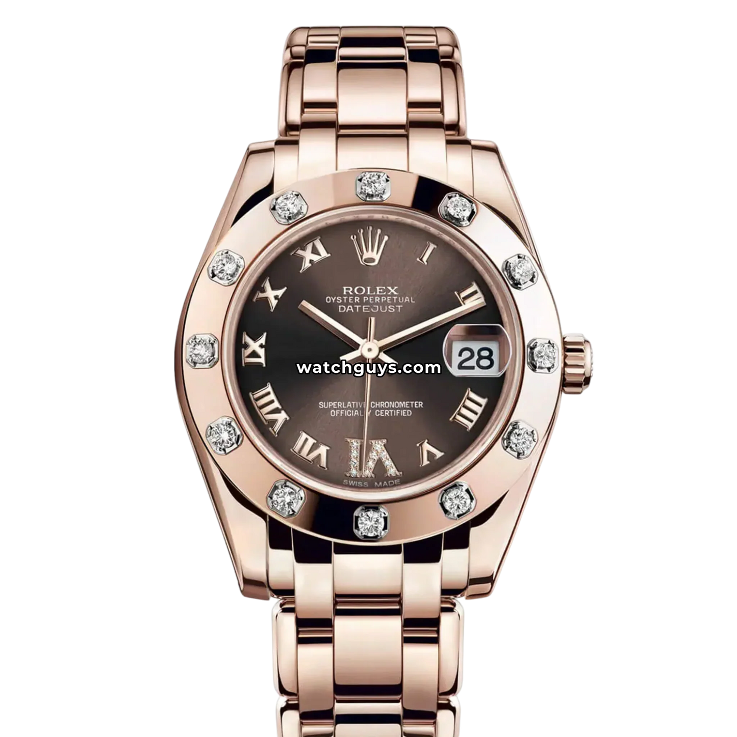 Rolex Datejust 81315 Chocolate Roman Diamond Bezel