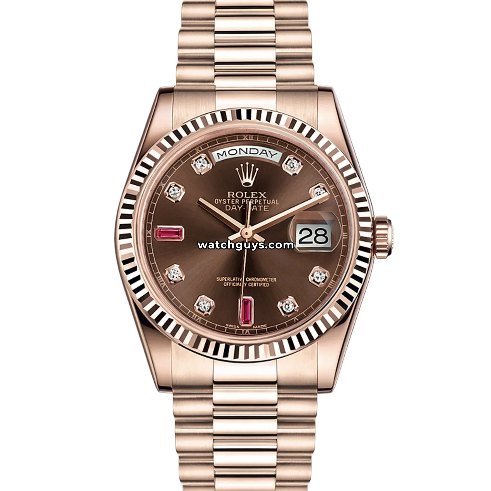 Rolex Day-Date 118235 Chocolate Diamond and Rubies