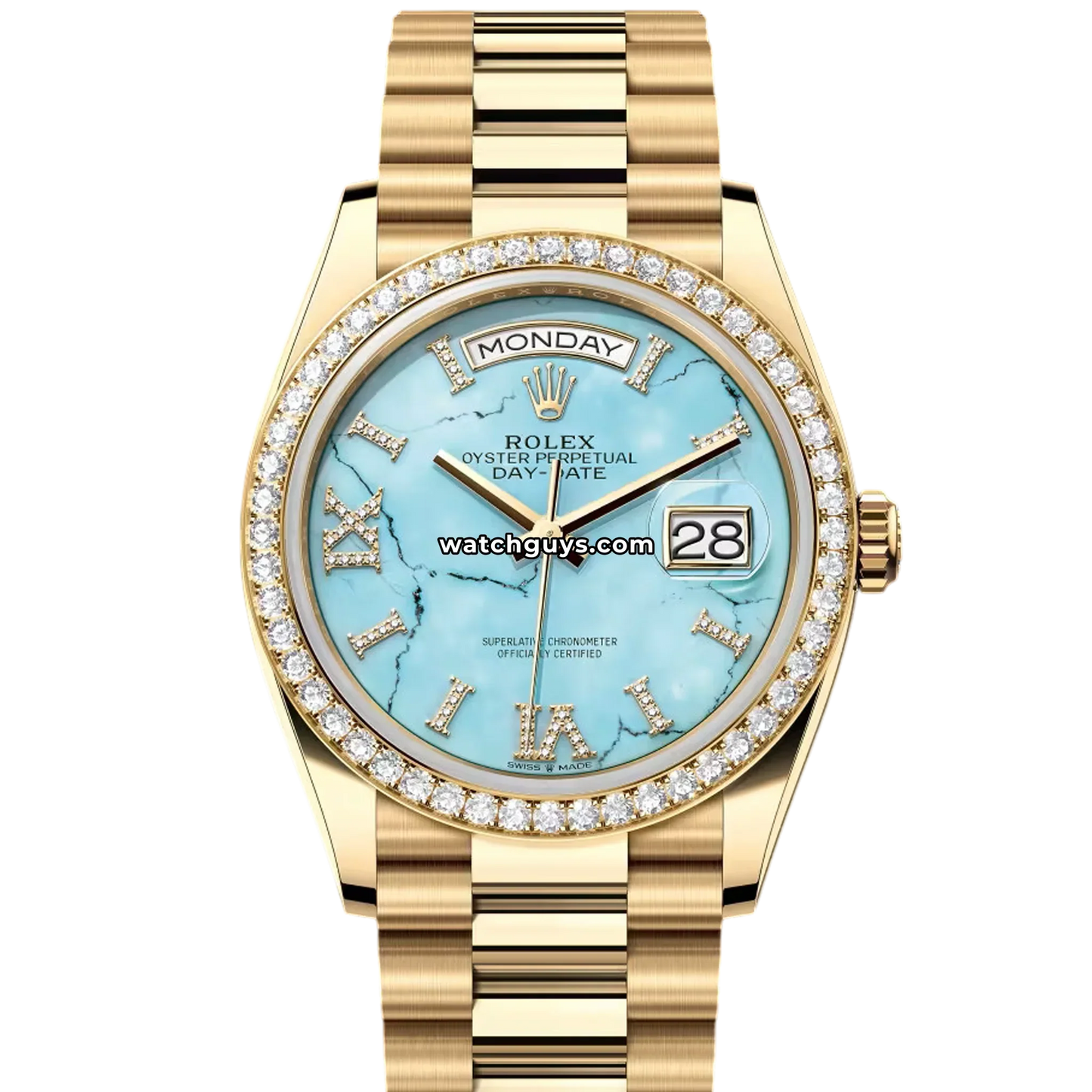 Rolex Day-Date 128348RBR Turquoise Roman