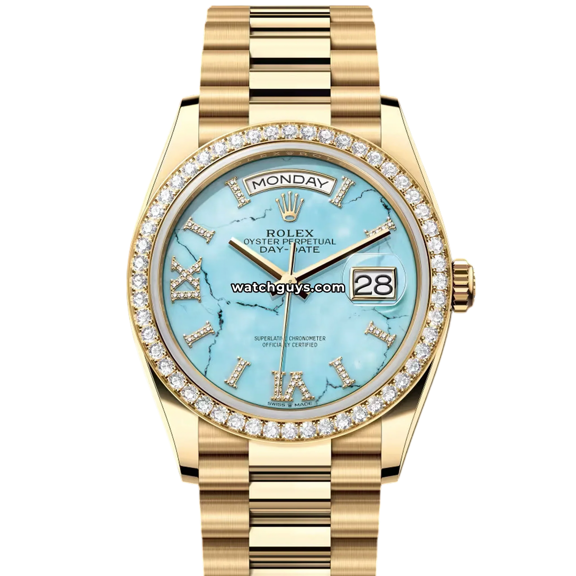 Rolex Day-Date 128348RBR Turquoise Roman