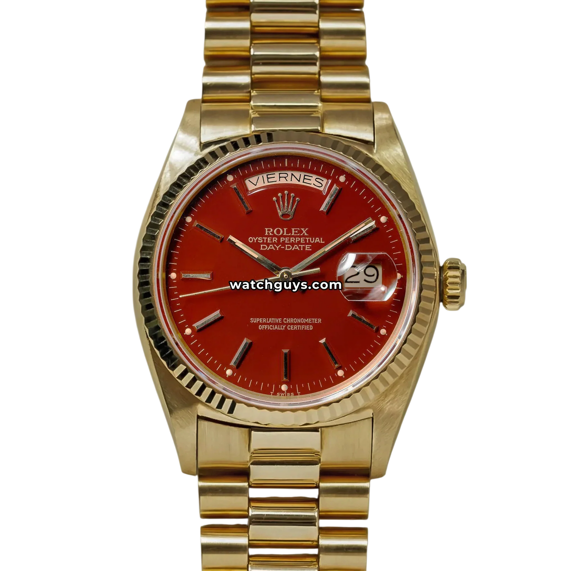 Rolex Day-Date 1803 Oxblood Red Yellow Gold