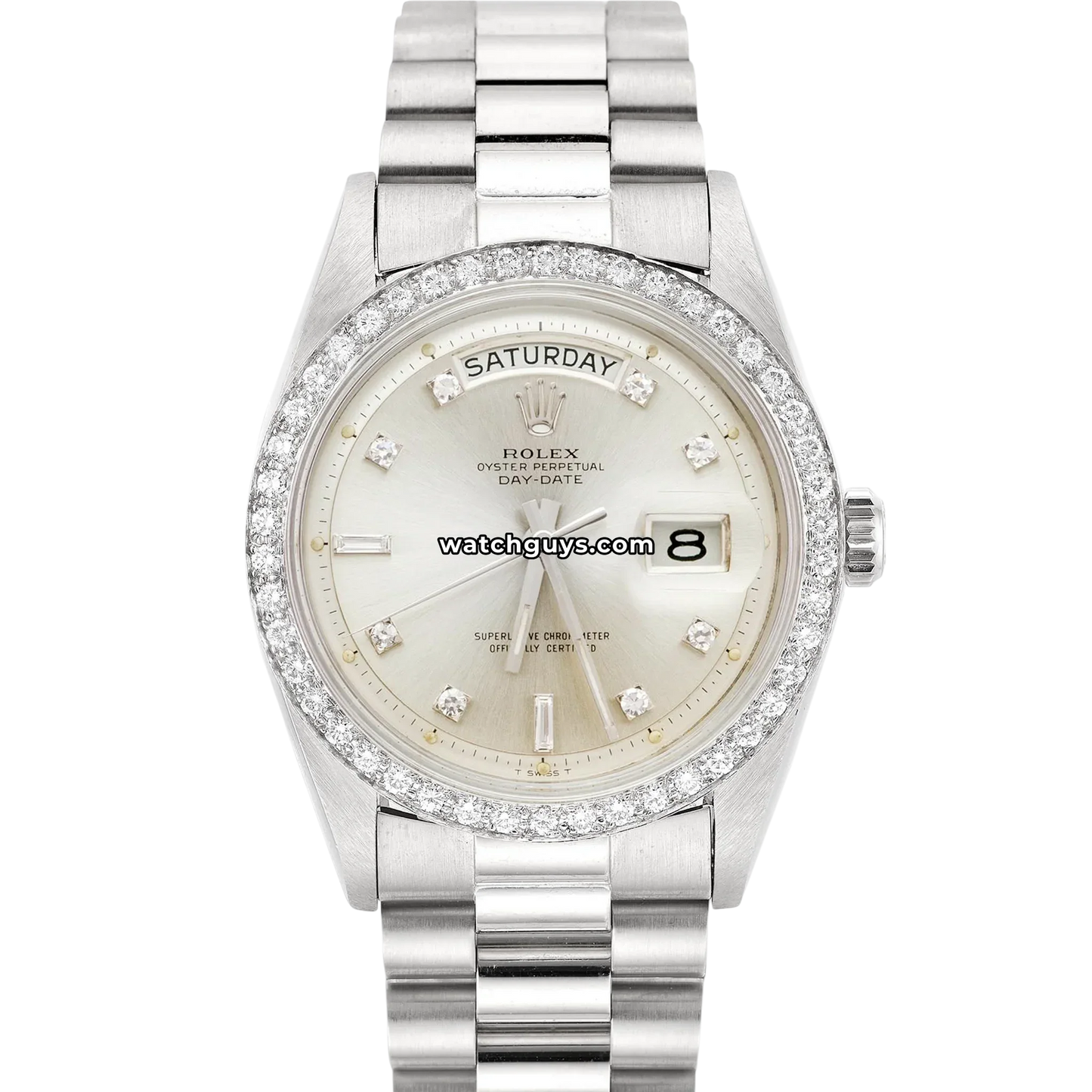 Rolex Day-Date 1804 Silver Diamond