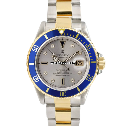 Rolex Submariner 16613 Silver Serti Dial
