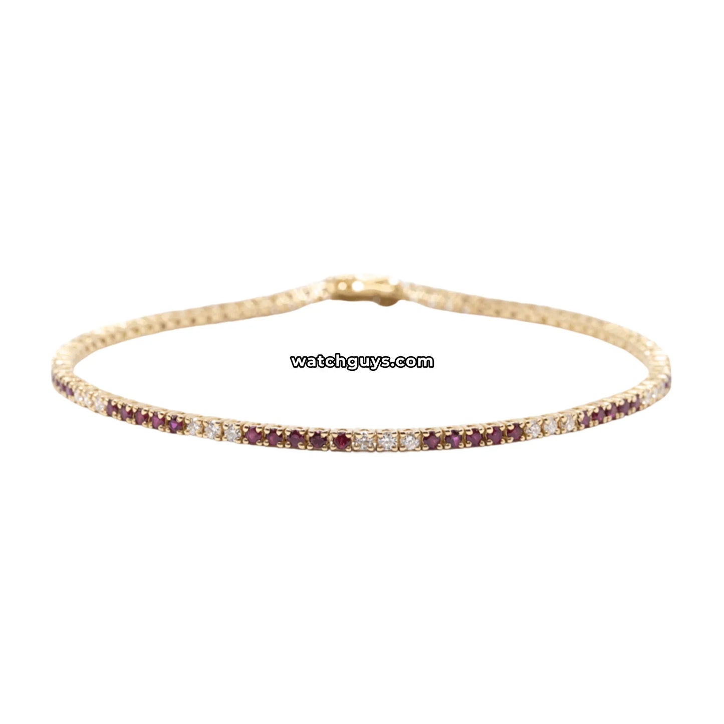 Ruby and Diamond Tennis Bracelet 1.65 Carat TW 14k Yellow Gold