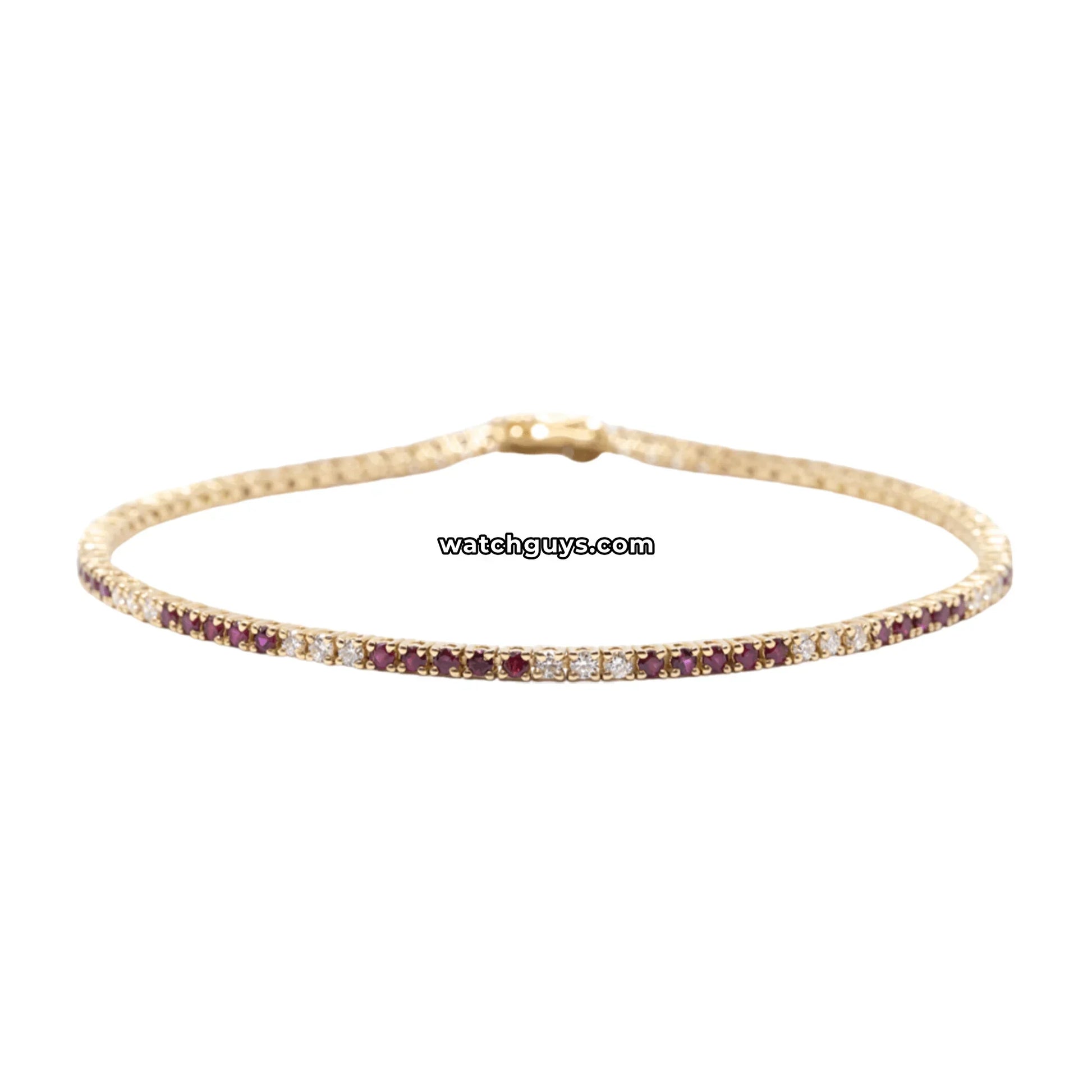 Ruby and Diamond Tennis Bracelet 1.65 Carat TW 14k Yellow Gold