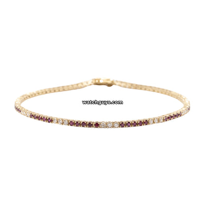 Ruby and Diamond Tennis Bracelet 1.65 Carat TW 14k Yellow Gold