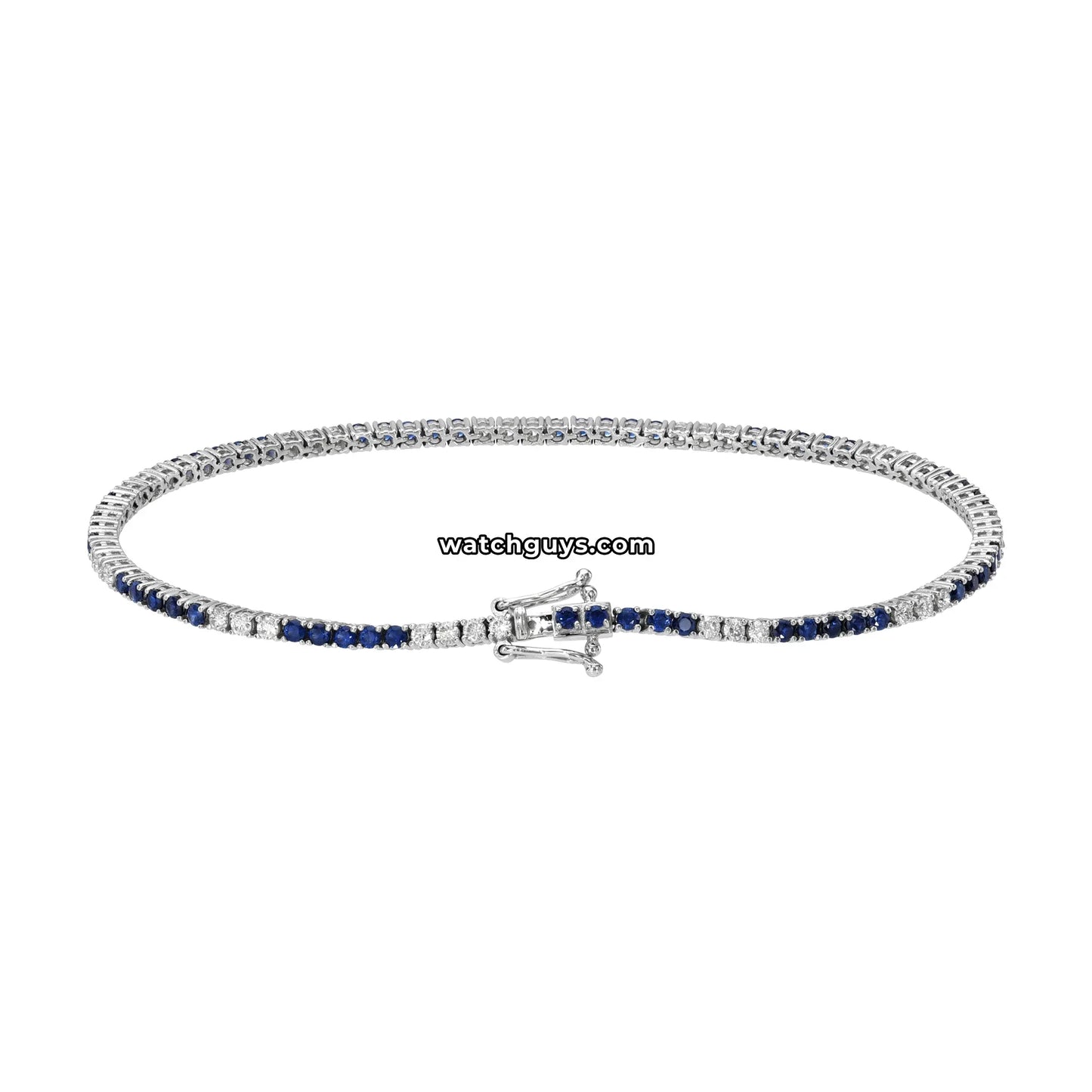 Sapphire and Diamond Tennis Bracelet 2.25 Carat TW 14k White Gold