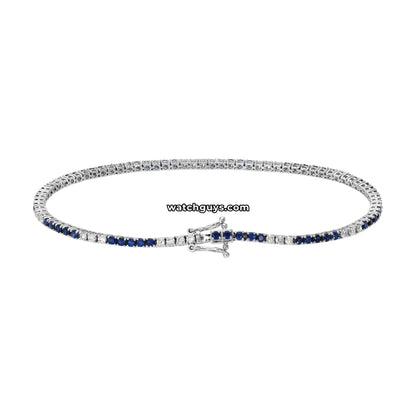 Sapphire and Diamond Tennis Bracelet 2.25 Carat TW 14k White Gold