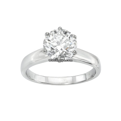 Solitaire Diamond Engagement Ring 2.00 Carat 14K White Gold GIA Certified