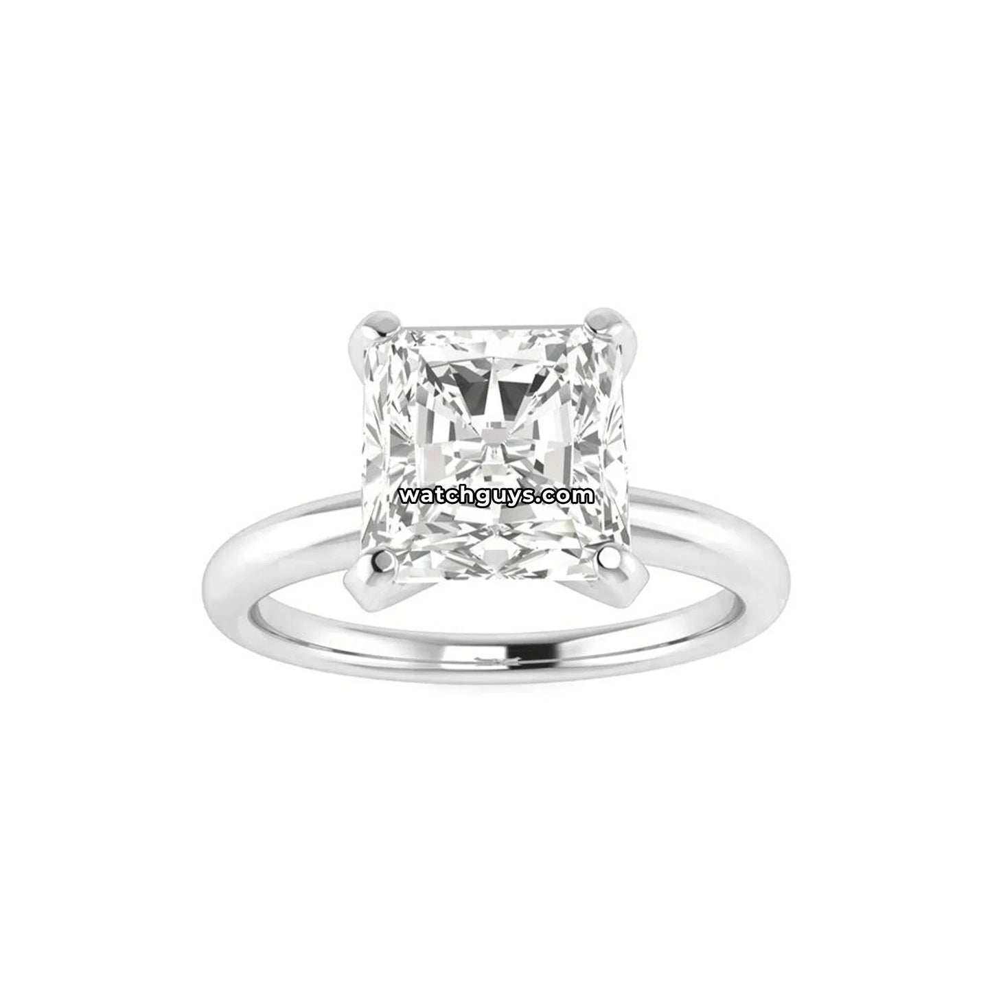 Solitaire Radiant Cut Diamond Engagement Ring 3.02 Carat 14K White Gold GIA Certified