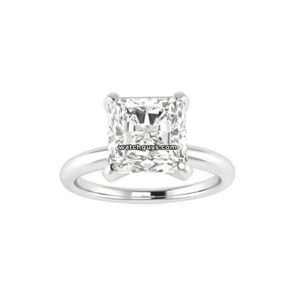 Solitaire Radiant Cut Diamond Engagement Ring 3.02 Carat 14K White Gold GIA Certified