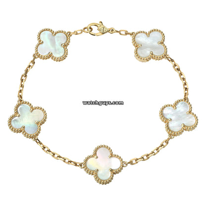 Van Cleef & Arpels Vintage Alhambra Bracelet 5 Motifs Mother of Pearl