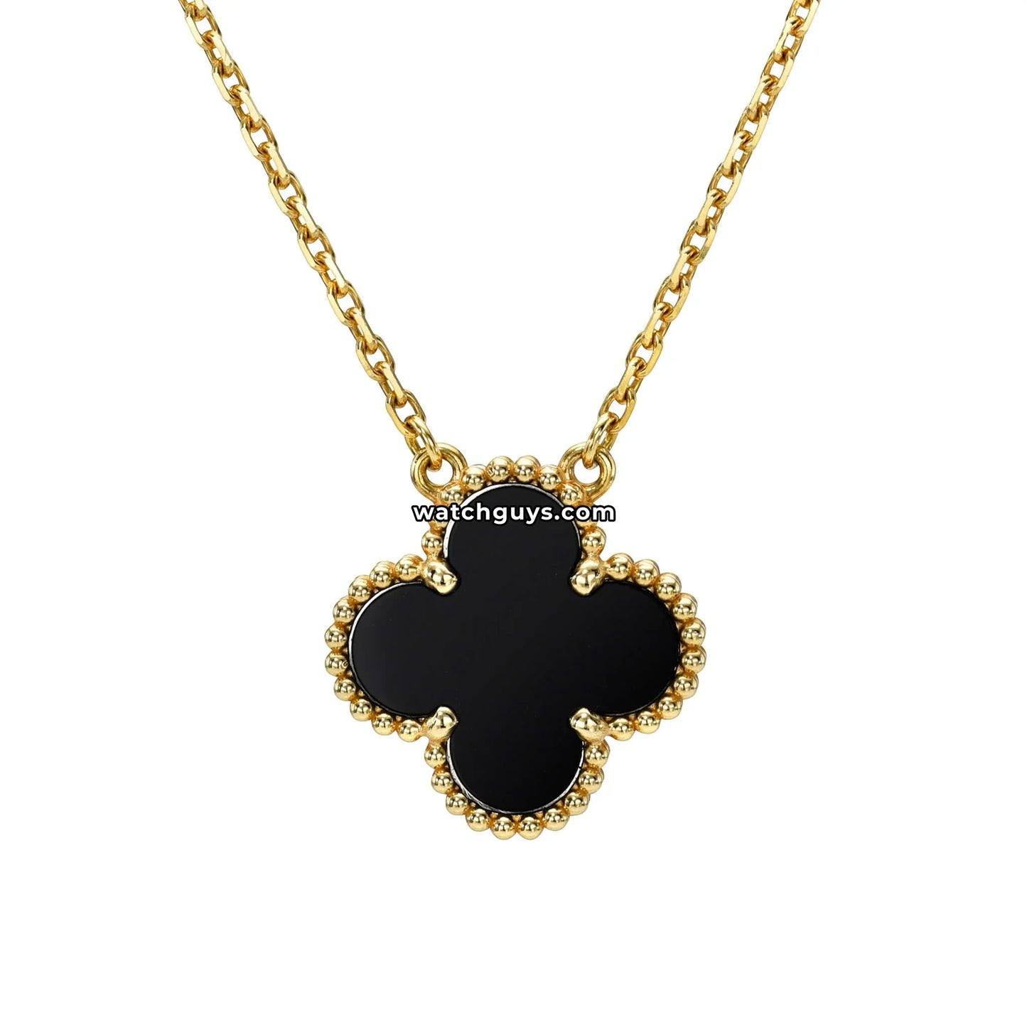 Van Cleef & Arpels Vintage Alhambra Pendant Necklace Onyx
