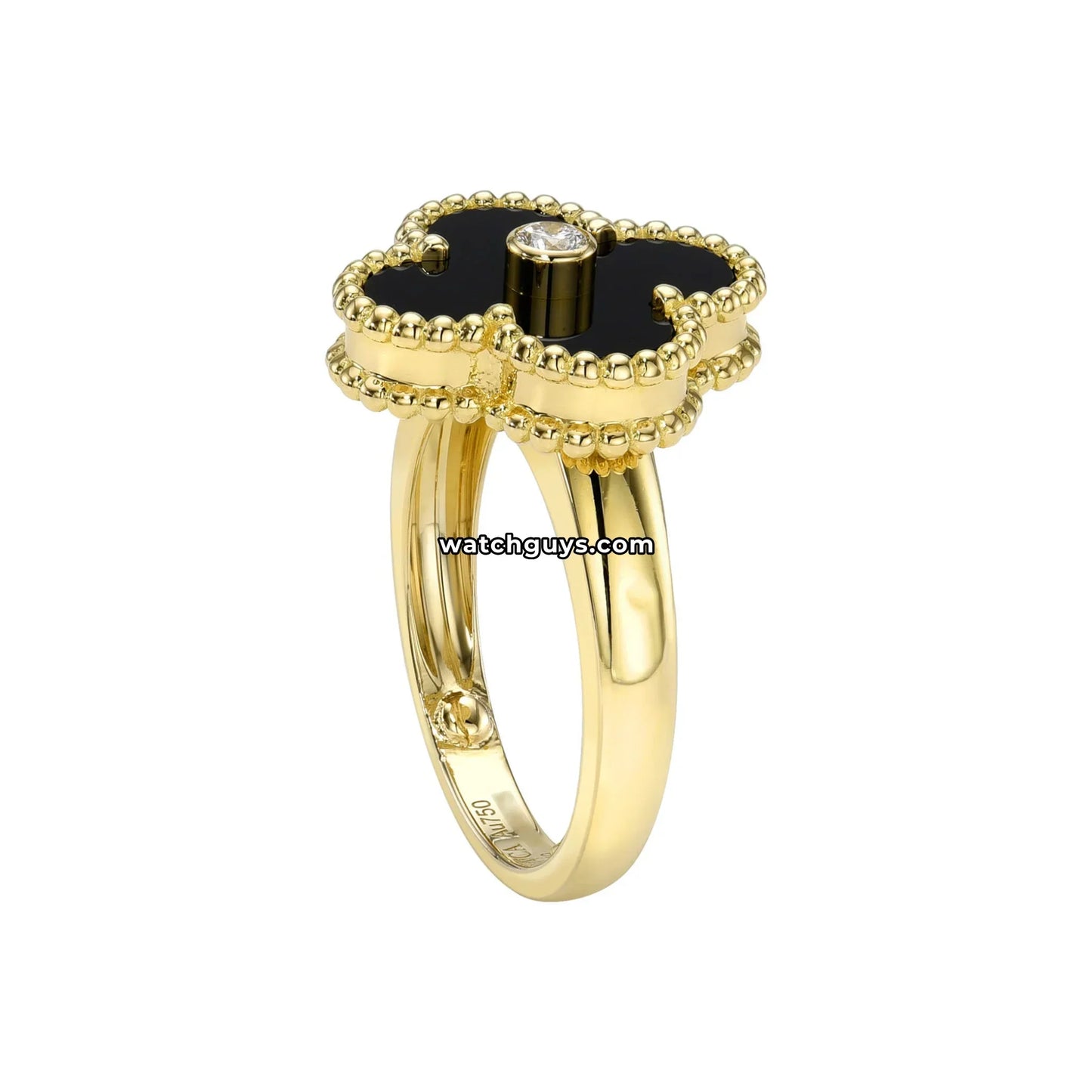Van Cleef & Arpels Vintage Alhambra Ring Onyx and Diamond